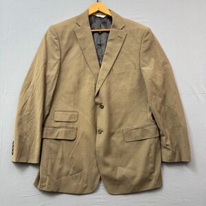 Gino‎ Valentino Milano Mens 42R Blazer Luigi Botto Wool Silk Tan Pinstripe Italy